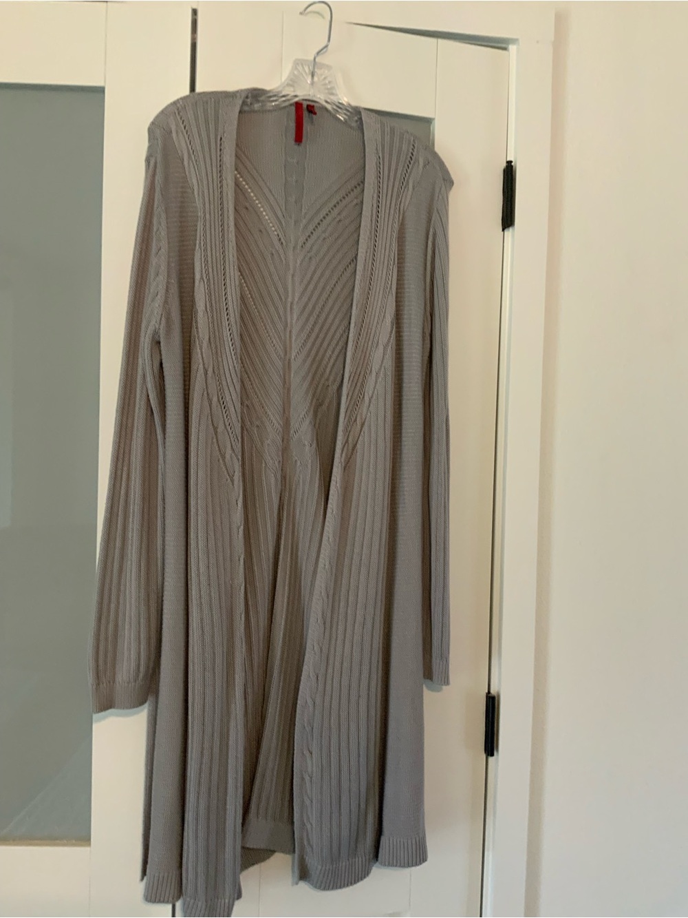 Women's Open-Front Long Knit Cardigan - Light Gray